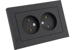Розетка Systeme Electric ATLASDESIGN без заземления двойная + рамка карбон 36380