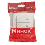 Выключатель 2-кл, СП проходной 10А белый Минск EKF Basic
