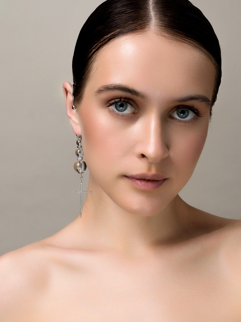 Кафф "Bubble mini" с горным хрусталем Silver