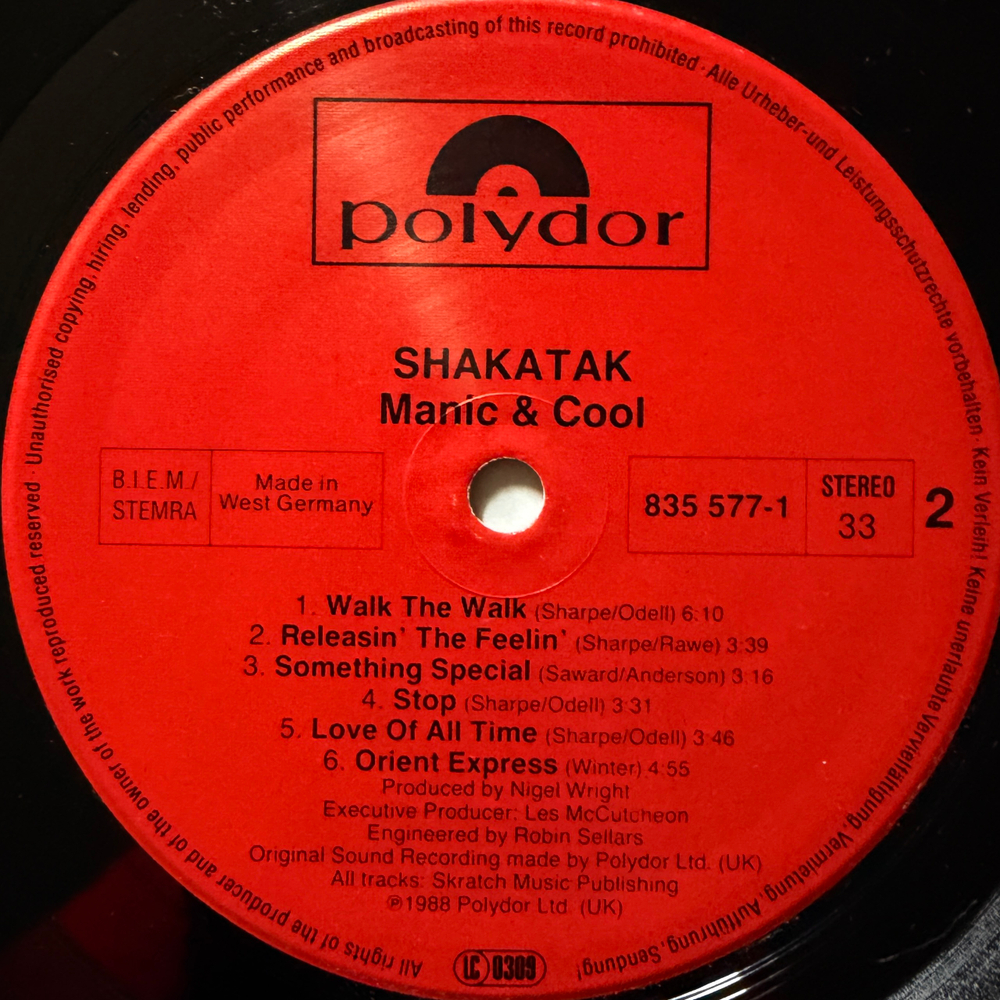 Shakatak – Manic & Cool (Германия 1988г.)