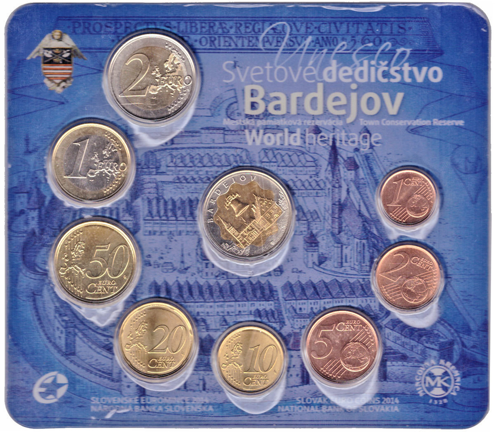 Годовой набор евро Словакия. Всемирное наследие ЮНЕСКО. 2014 год. UNC. В буклете