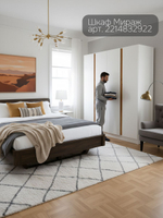 Двуспальная кровать 180х200 Calanthea, массив березы, коричневая Dipriz