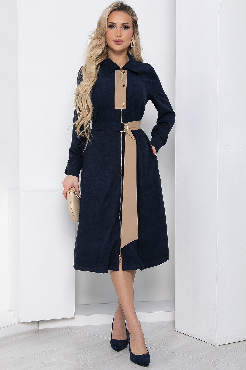 Платье вельветовое "Чувство стиля" (синее) П8585 LT Collection (Акция)