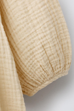 ZARA ПЛАТЬЕ ИЗ ТКАНИ БАМБУЛА, МЯГКИЙ ЖЕЛТЫЙ