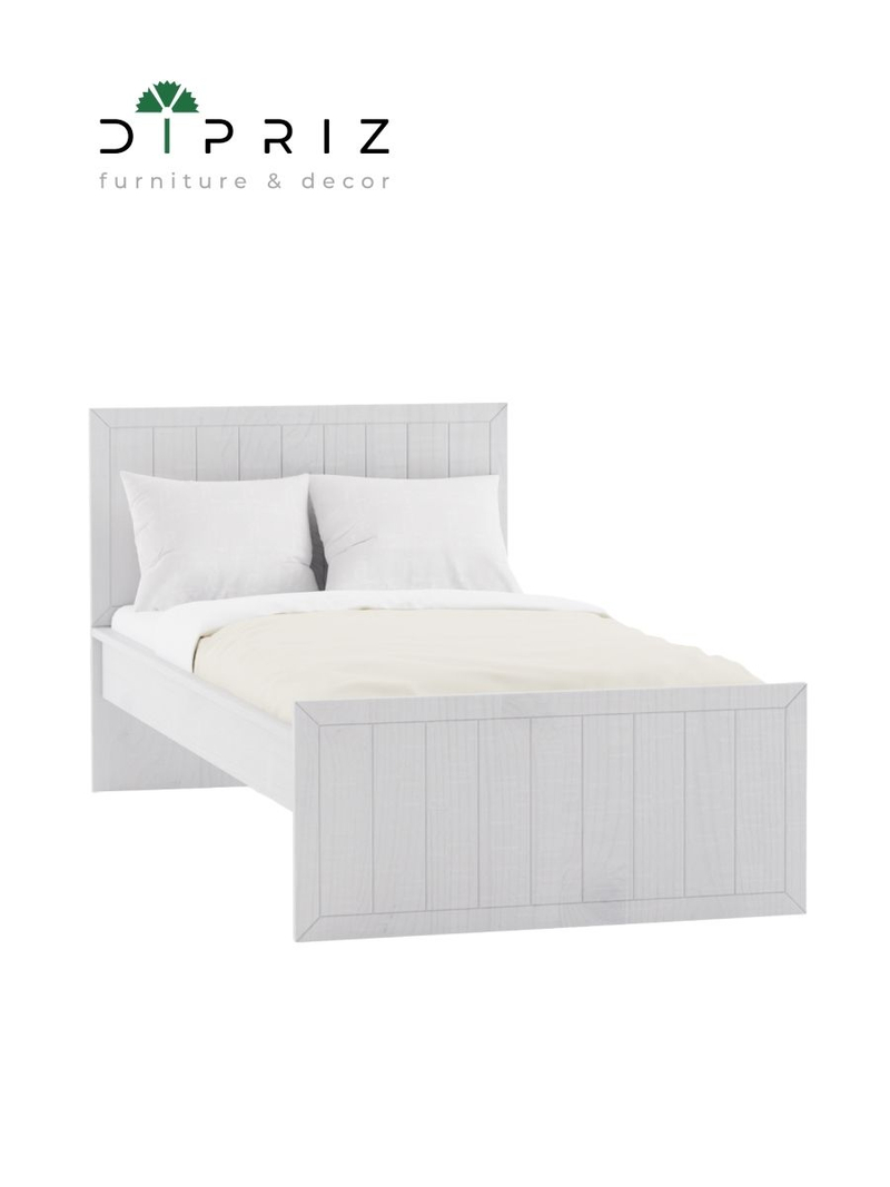 Кровать 90х200, Карлос, односпальная, детская, массив сосны, белый, Dipriz