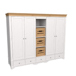 Шкаф 5-ти дверный с 4 стеклянными дверями и полками «Бейли» белый воск/антик