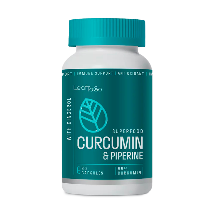 Куркумин с пиперином, Curcumin &amp; Piperine, Leaf To Go, 60 капсул