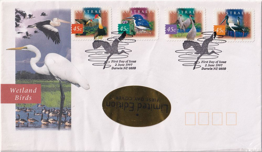 Конверт Первого дня Австралии от 2 июня 1997 года с четырьмя марками и спецгашением