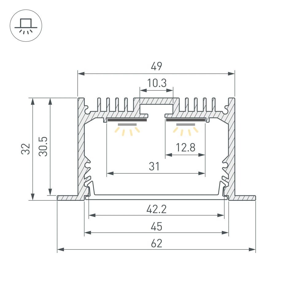 Профиль SL-LINIA62-F-2000 BLACK (BY) (Arlight, Алюминий) 062590