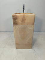Раковина напольная из оникса Square Yellow ON-65923 45х45х90 из натурального камня