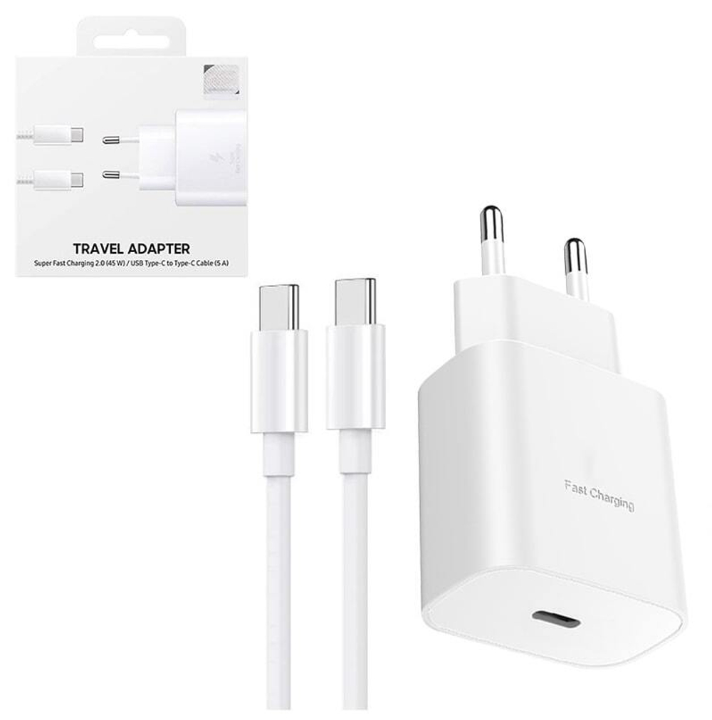 Сетевой адаптер питания Samsung Note 10 USB-C 18W + кабель Type-C (белый)