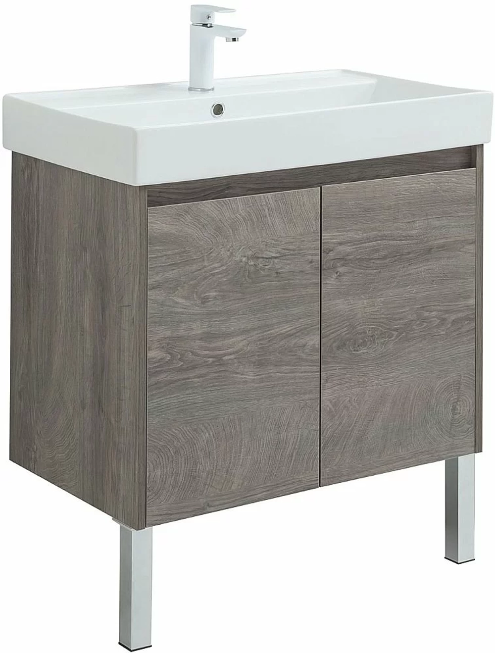 Тумба с раковиной Aquanet Nova Lite 75 с зеркалом, 2 дверцы дуб рошелье