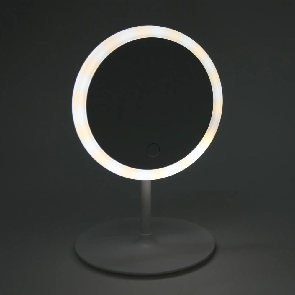 Зеркало настольное с подсветкой на подставке «SVETi», цвет белый, USB, 28*18см