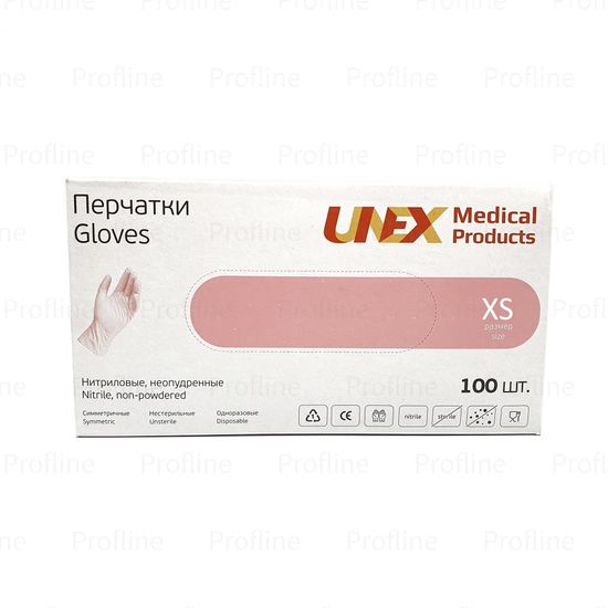 Перчатки UNEX размер XS нитриловые розовые 50 пар/уп