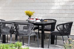 "Венето" обеденный стол из HPL 160х80см, цвет "серый гранит", каркас черный