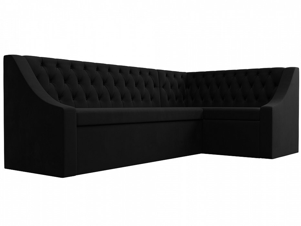 Диван кухонный угловой Мерлин правый угол, Черный, Микровельвет, 100454
