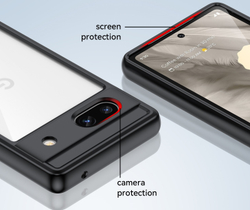Противоударный защитный чехол с мягкими черными рамками для смартфона Google Pixel 7A, мягкий отклик кнопок