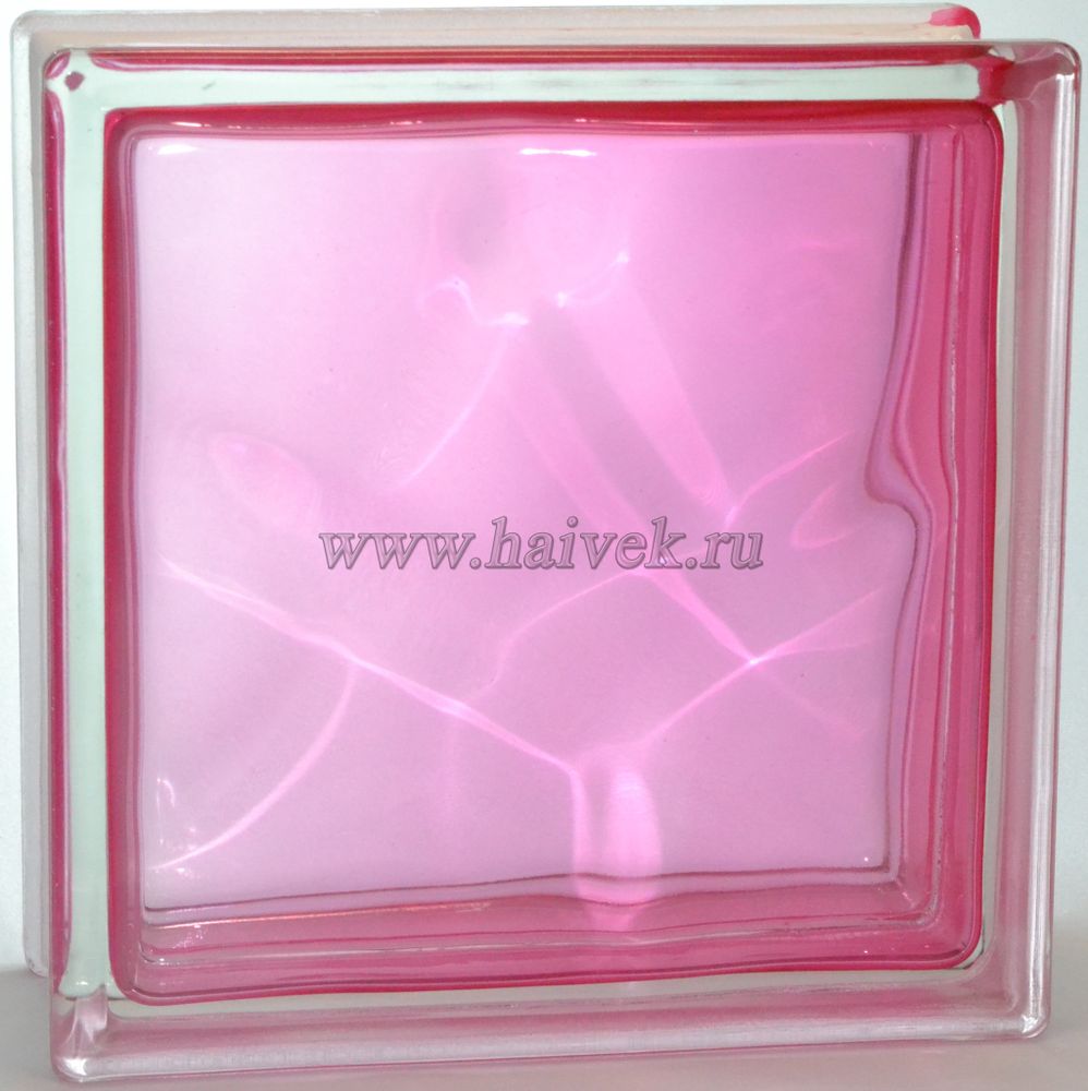 Стеклоблок розовый волна Vitrablok 24х24х8
