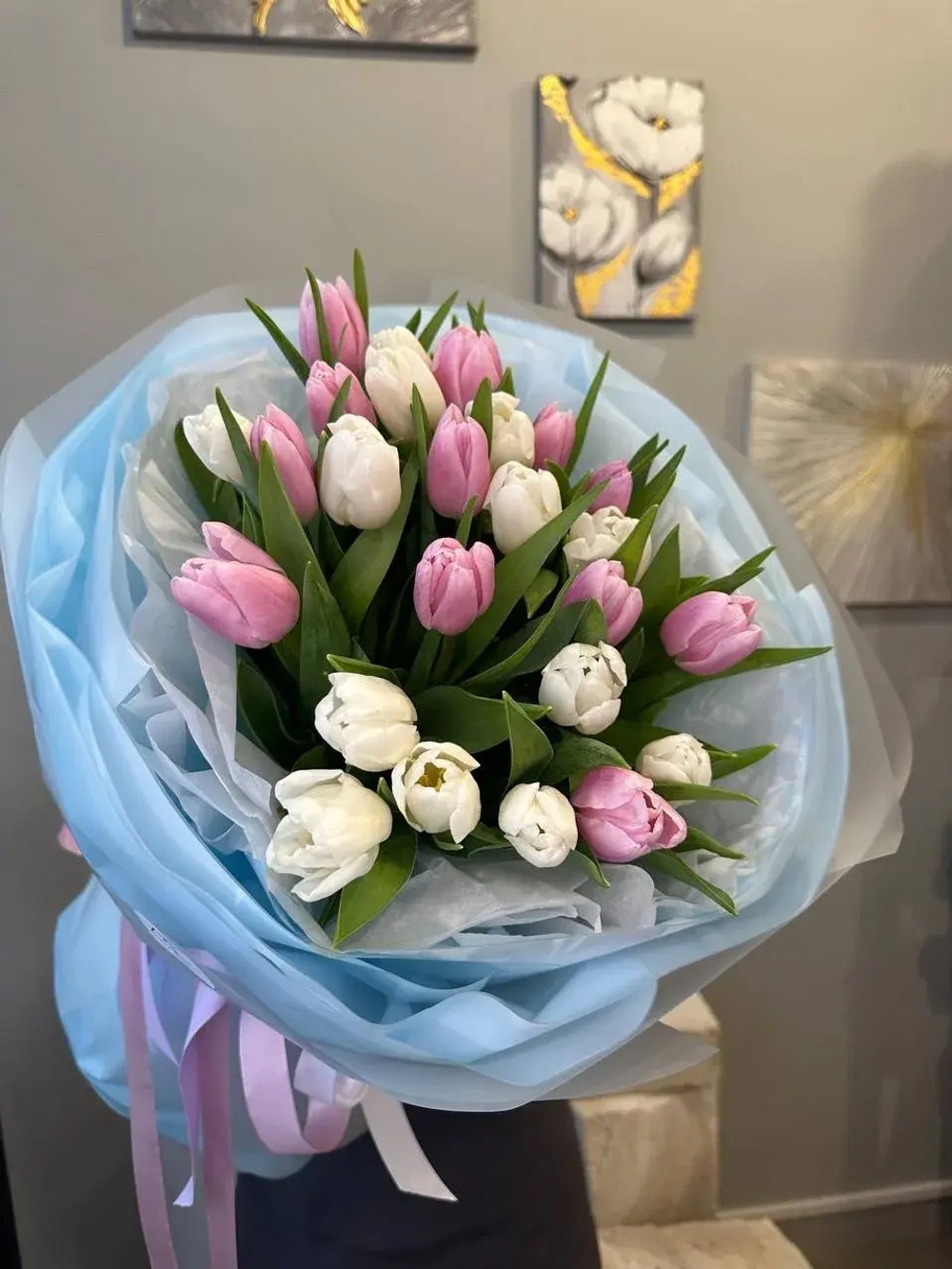 Облако из 25 гладких тюльпанов коллекция Spring 26