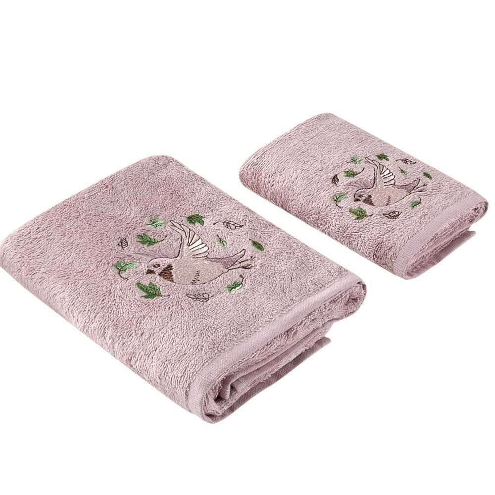 Набор полотенец 2шт 30х50,50х90 Arya home Bird розовый
