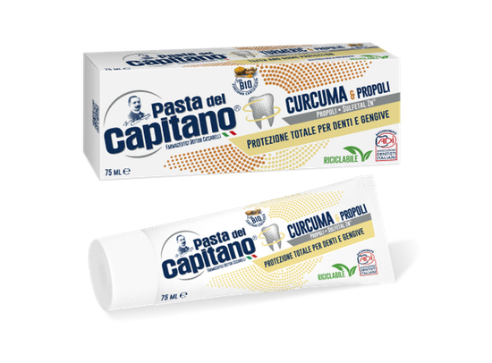 Pasta del Capitano Зубная паста Teeth and Gums Protection Turmeric & Propolis / Комплексная Защита, Куркума и Прополис 75 мл