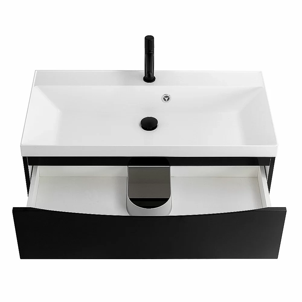 Тумба с раковиной Belbagno MARINO 90 2C-SO/BB900/450-LV-MR-AST Nero Lucido