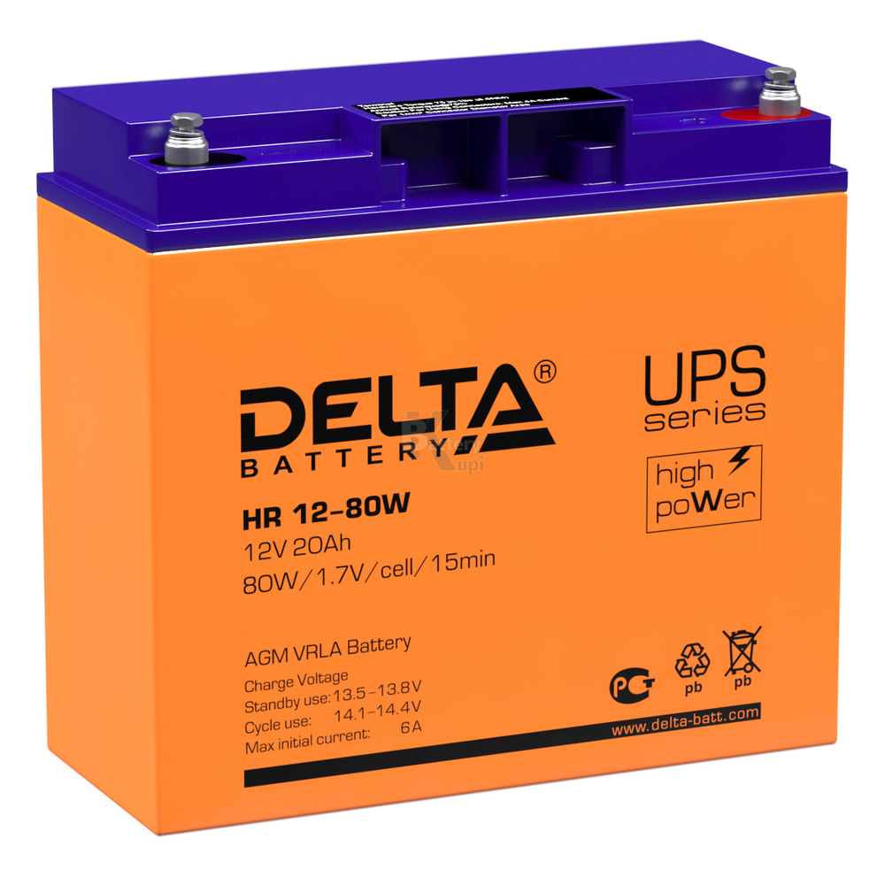 Аккумулятор Delta HR 12-80 W (AGM)