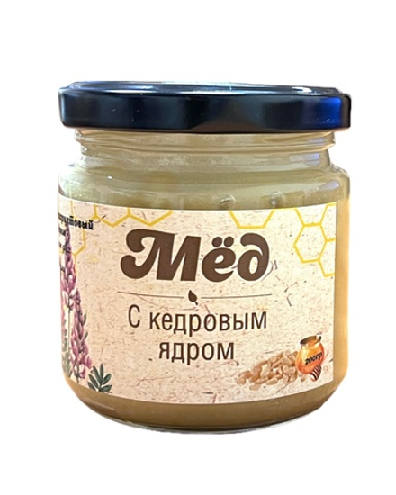 Мед с ядром Кедрового ореха / 200 г / Солнечная Сибирь