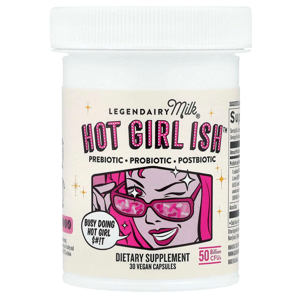 Legendairy Milk, Hot Girl Ish ™, пребиотик, пробиотик, постбиотик, 50 млрд КОЕ, 30 веганских капсул