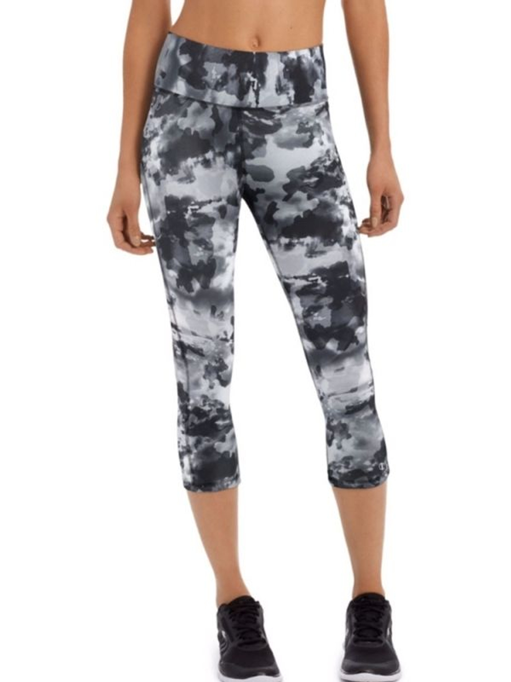 Спортивные капри с широким поясом (Размер: S) (Цвет: серый камуфляж)