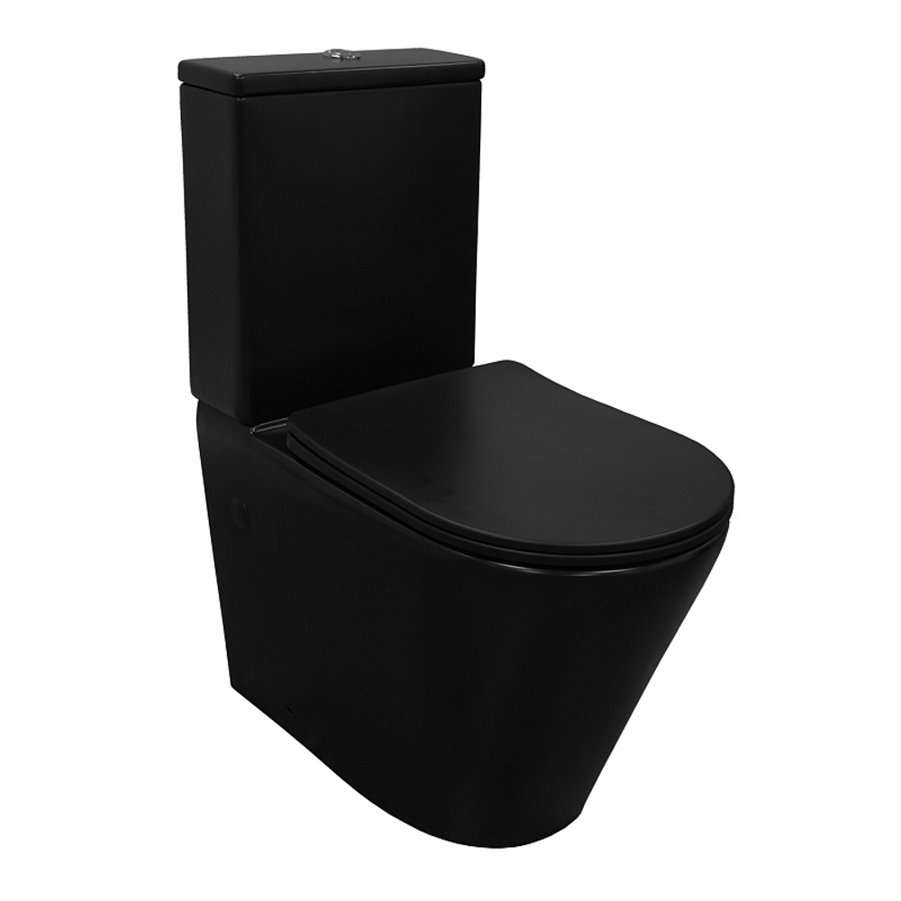 Унитаз-компакт Azario Black Queen 370х605х800 безободковый, с быстросъемным сиденьем микролифт, черный матовый (AZ-8380)