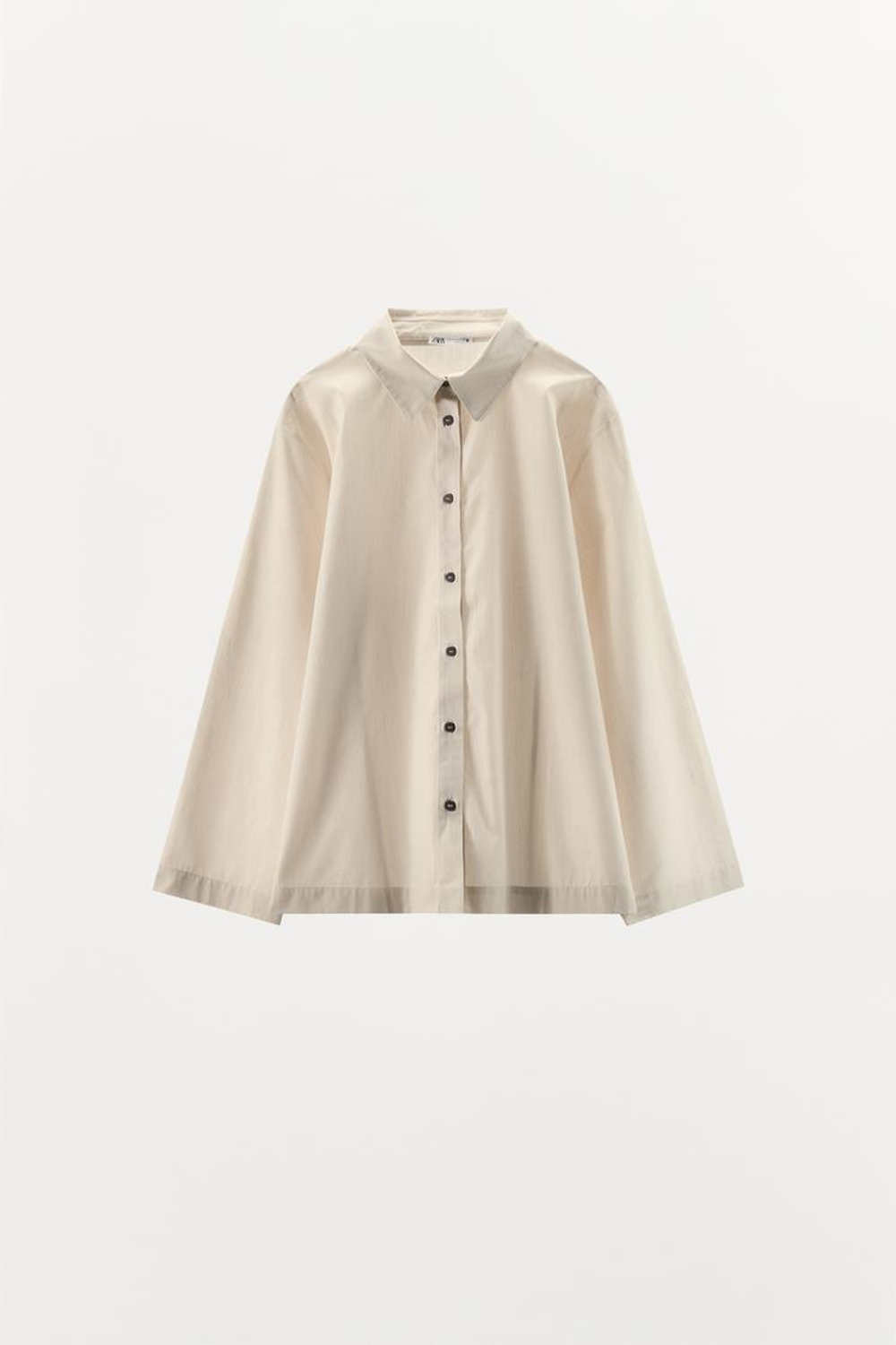 ZARA РУБАШКА ИЗ ПОПЛИНА В ПОЛОСКУ, ЖЕЛТОВАТО-БЕЛЫЙ