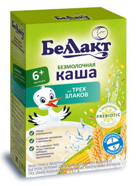 Каша сухая безмолочная из трех злаков с 6-ти месяцев 200г. Беллакт