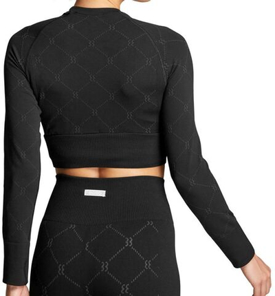 Женская футболка теннисная (dł. Рукава) Björn Borg Stockholm Seamless Crop Top W - black beauty