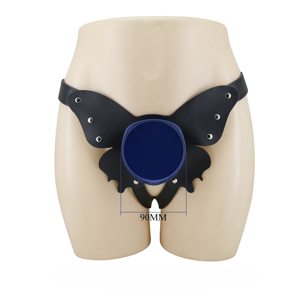 Поясной страпон Wells: трусики в форме бабочки и фаллоимитатор-насадка (Цвет: телесный)