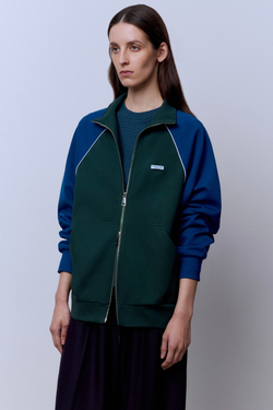 Толстовка на молнии с кантом изумрудный-синий