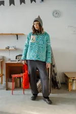 Куртка Soeurs с карманами из салфеток зеленая