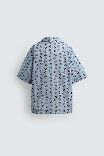 ZARA X DISNEY РУБАШКА MINNIE + MICKEY MOUSE, НЕБЕСНО-ГОЛУБОЙ