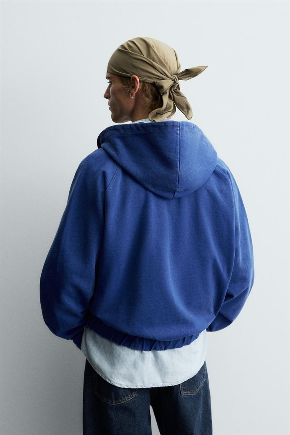 ZARA ХУДИ BOXY FIT С КАПЮШОНОМ, ЯРКО-СИНИЙ