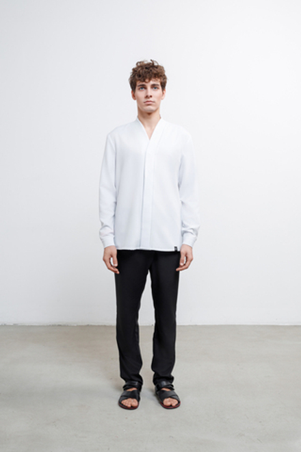 Китель-блейзер с воротником шаль белый