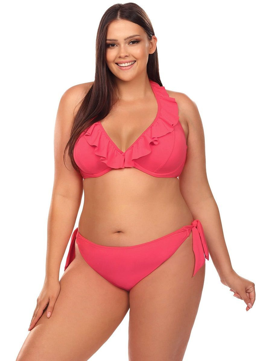 Кокетливый раздельный купальник plus size (Размер: 75G/38) (Цвет: розовый)