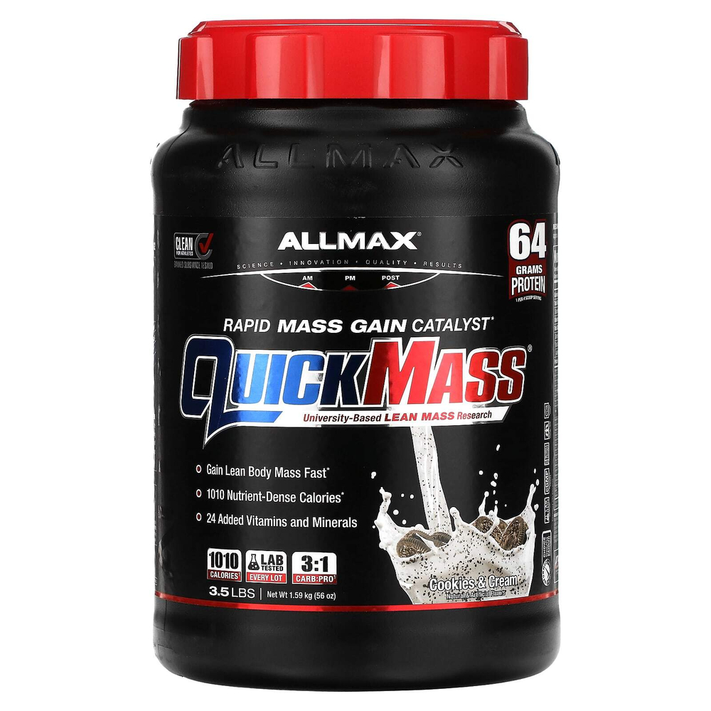ALLMAX, QuickMass®, катализатор для быстрого набора массы, печенье и сливки, 1,59 кг (3,5 фунта)
