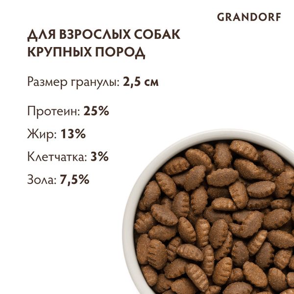Уценка! Срок 31.05.26/ Сухой корм Grandorf DOG Lamb&Turkey Maxi для взрослых собак крупных пород, ягнёнок с индейкой