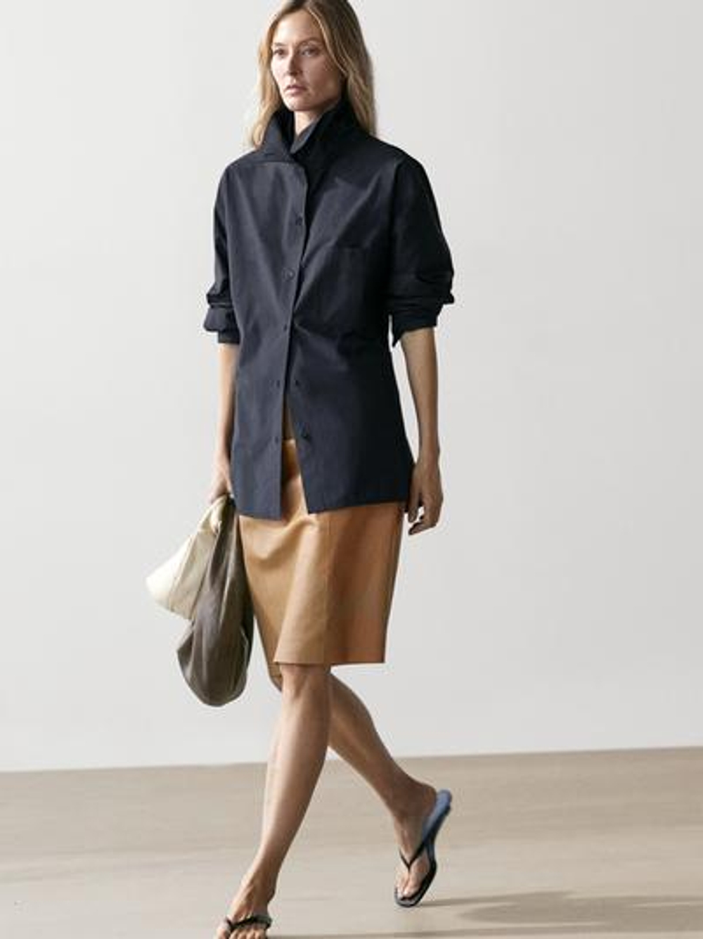 Massimo Dutti Куртка-рубашка из смесового хлопка с карманом, глубинно-синий