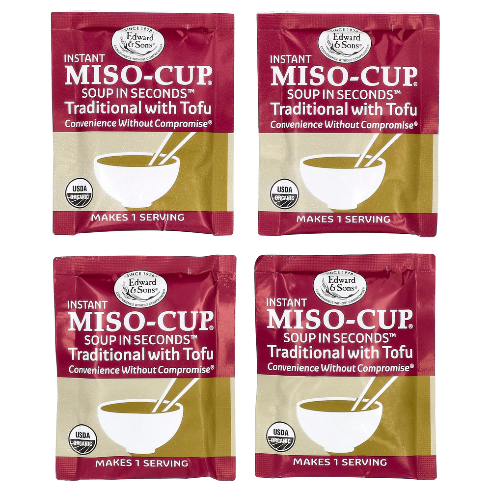 Edward & Sons, Instant Miso-Cup, мисо-суп быстрого приготовления, традиционный рецепт с тофу, 4 порции, 36 г (1,3 унции)