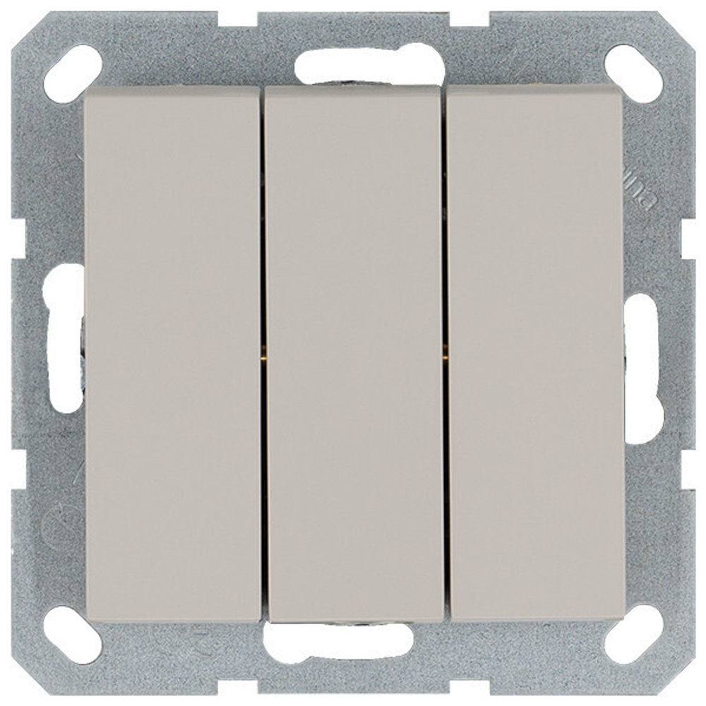 Выключатель трехклавишный 10A 250V~ с накладкой, цвет Тауп