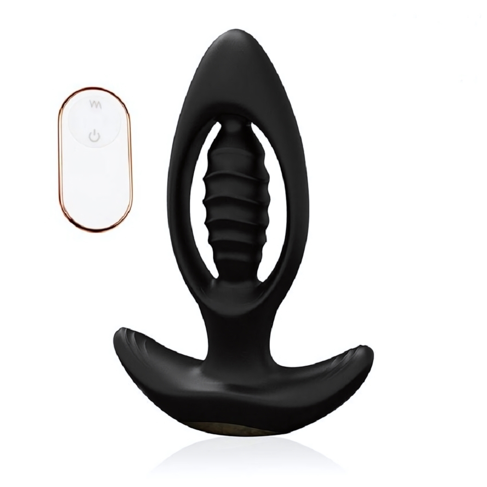 Анальный вибромассажёр Premium с пультом ДУ 12,6 см