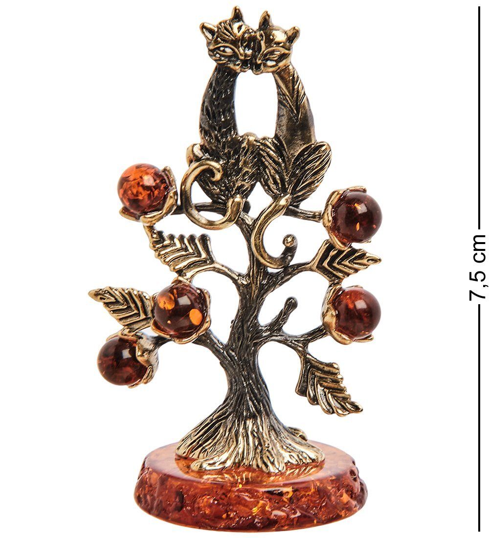 AM-3064 Фигурка «Коты на дереве» (латунь, янтарь)