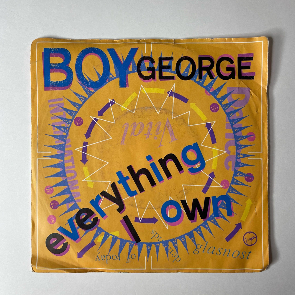 Винтажная виниловая пластинка 7 дюймов (маленькая пластинка) Boy George, Everything I Own (Германия 1987)