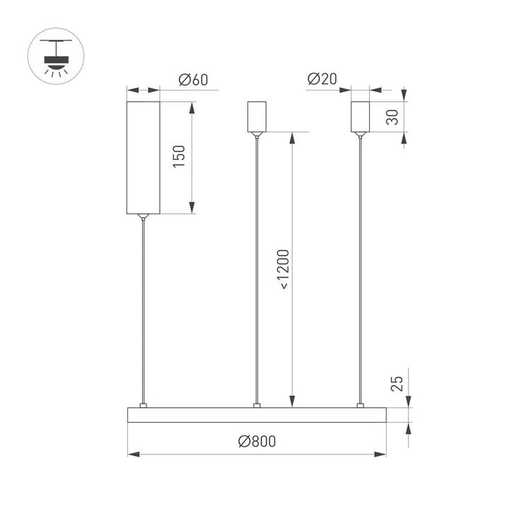 Подвесной светодиодный светильник Arlight SP-Congo-Mult-1-R800-42W Warm3000 046246